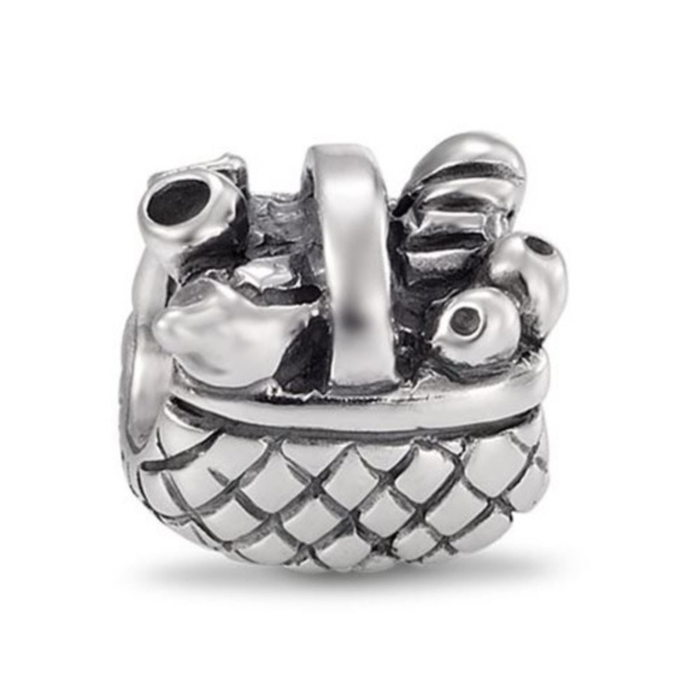 Pandora Retired Picnic Basket Summer Fun Charm Wine Bread Authentic ALE Sterling